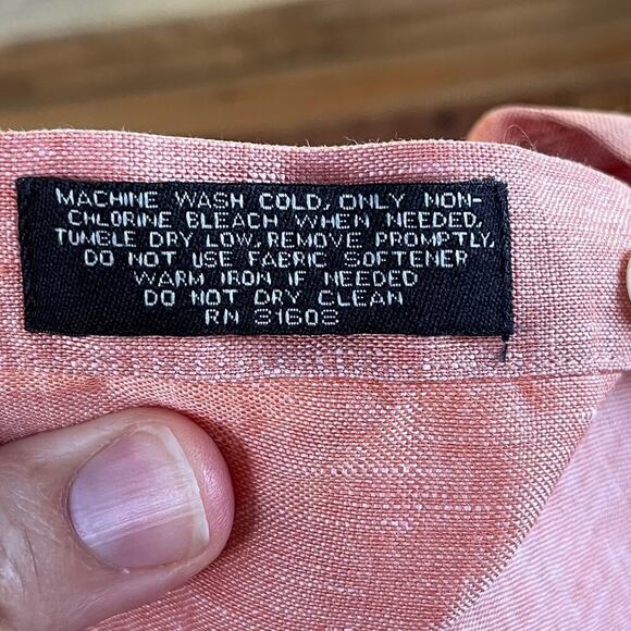 JoS. A. Bank Men's Pink 100% Linen Short Sleeve Button Down Shirt Size XL - Picture 7 of 7